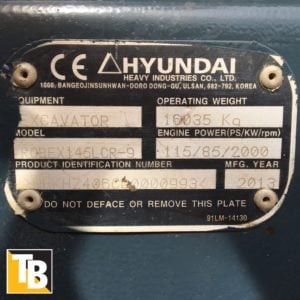 Taylor and Braithwaite - Hyundai R145