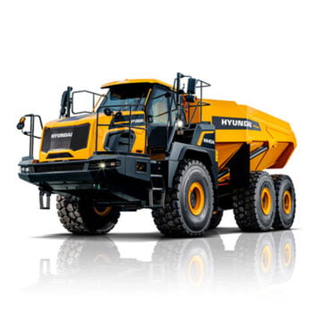 Hyundai HA45A compact excavator stationary on a white background