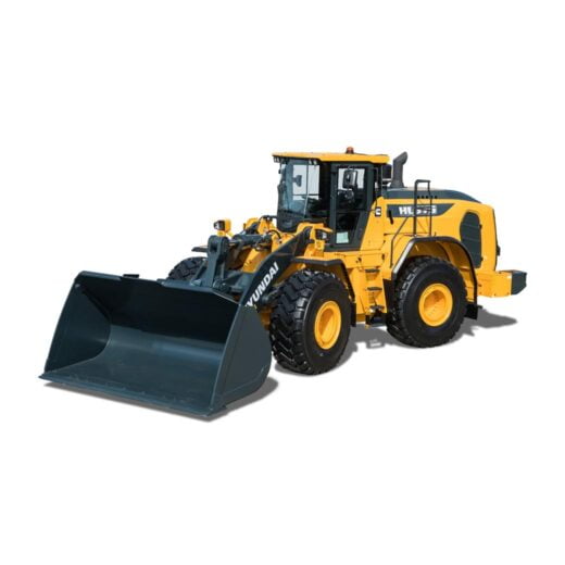 HL975 Hyundai HL975 compact excavator stationary on a white background