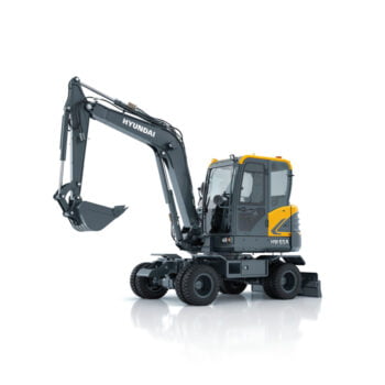 HW65A Hyundai HW65A compact excavator stationary on a white background